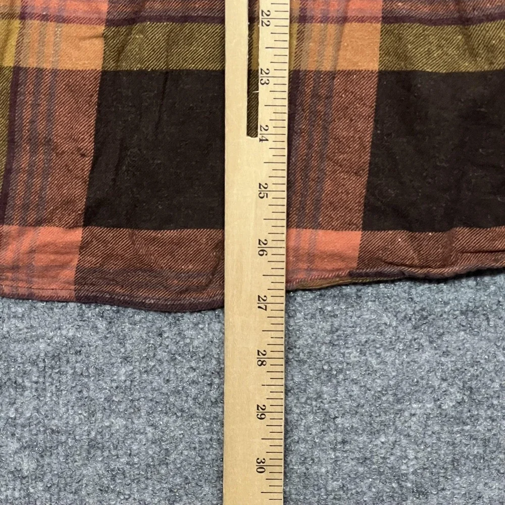 PrAna Shirt Womens Medium Brown Plaid Flannel Long Sleeve Popover Casual - Picture 7 of 7